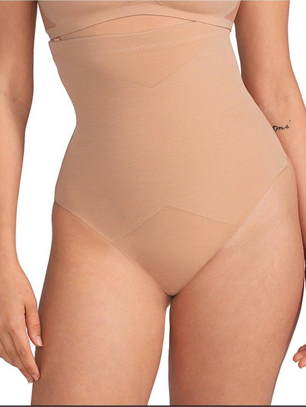 Honeylove SuperPower High Waist Shapewear Thong Sand Nude Structured Bodywear
